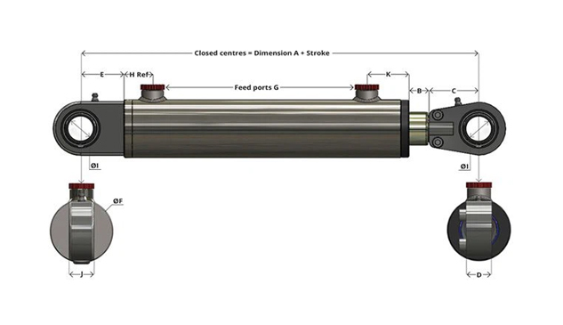 Threaded Hydraulic Cylinder with Spherical Bearing